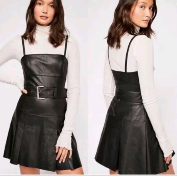 Free People | Dresses | Free People Vegan Leather Belted Dress | Poshmark
